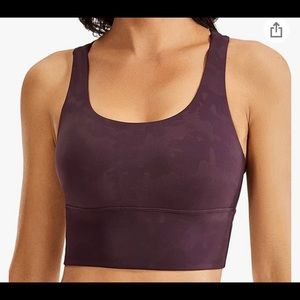 Strappy Longline Sport Bras Medium Impact Crop Top Wirefree Padded Cami Tank Top
